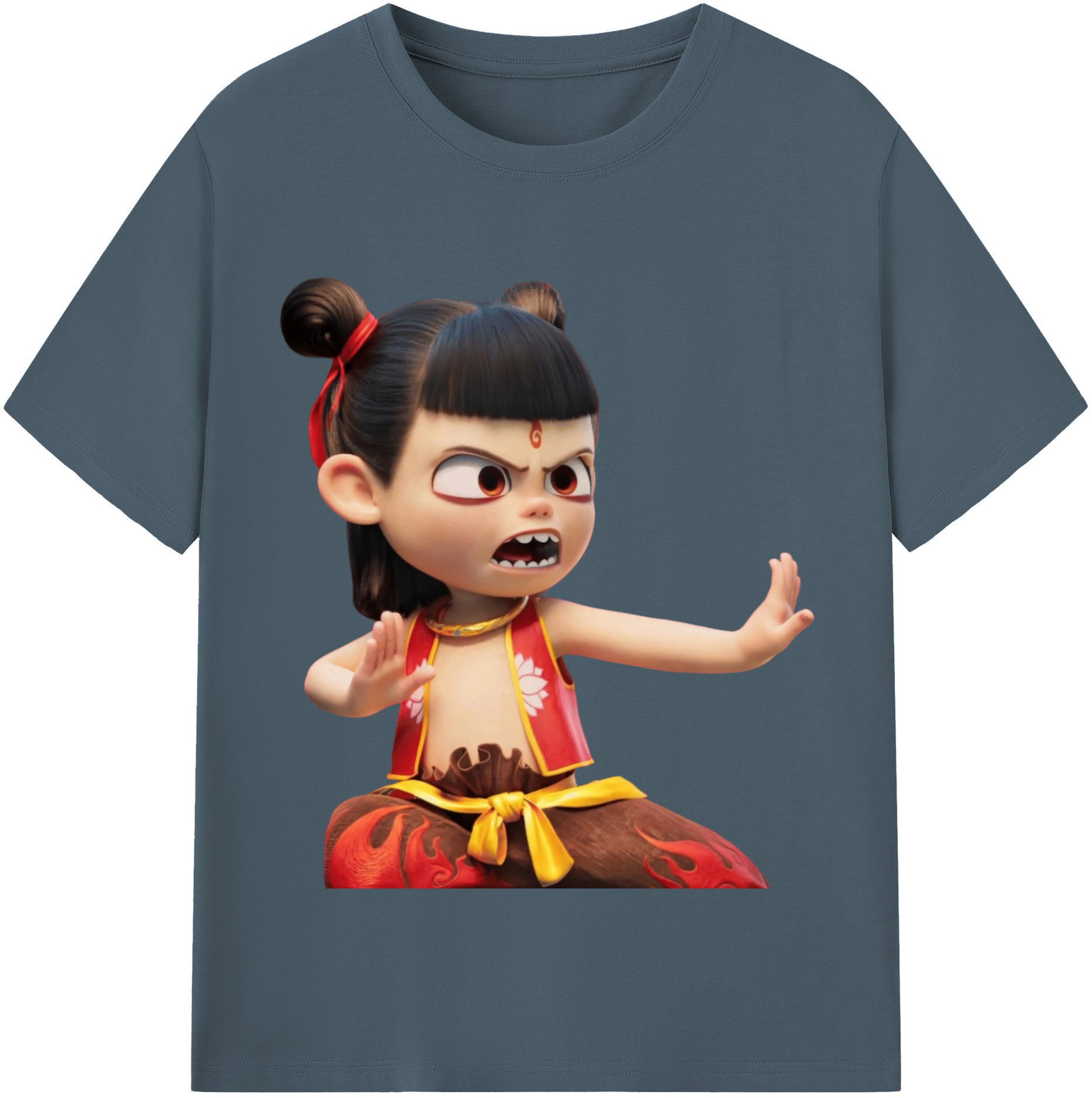 （画像用） Ne Zha 2 ナタ 魔童の大暴れ 綿100％半袖Tシャツ（フロントプリント）
